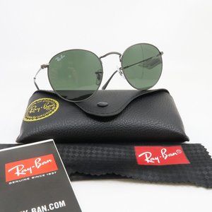Ray-Ban RB 3447 029 50mm Round Metal Gunmetal/Green Glass New Sunglasses